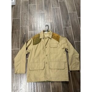 Vintage SafTbak Hunting Jacket Men Large Brown Cotton Duck Canvas Shooting Patch